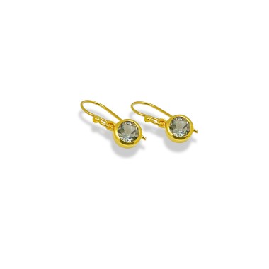 Gold Plated Earrings with 6mm Blue Topaz - Elegant and...