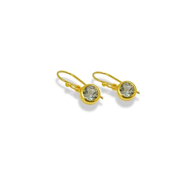 Gold Plated Earrings with 6mm Blue Topaz - Elegant and Timeless