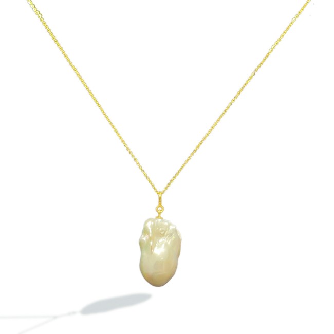 Gold Plated | Baroque Pearl Pendant with Chain