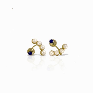 Gold Plated | Lapis & Pearl Earrings