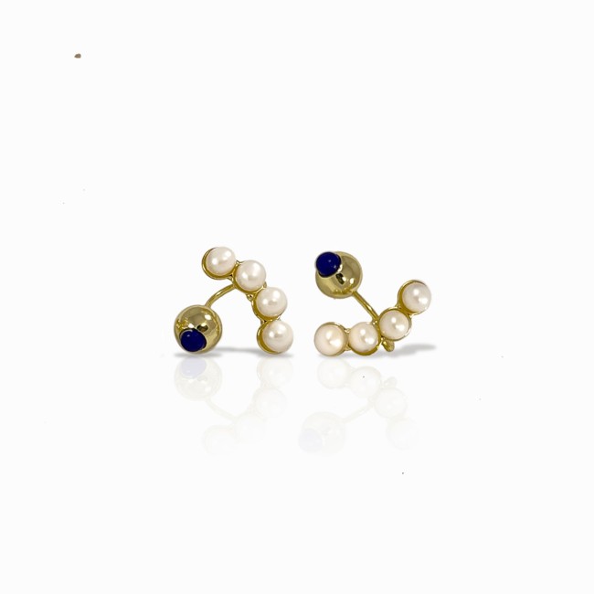 Gold Plated | Lapis & Pearl Earrings