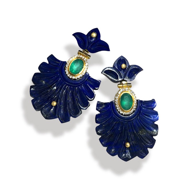 Gold Plated | Lapis Lazuli & Green Onyx Earrings