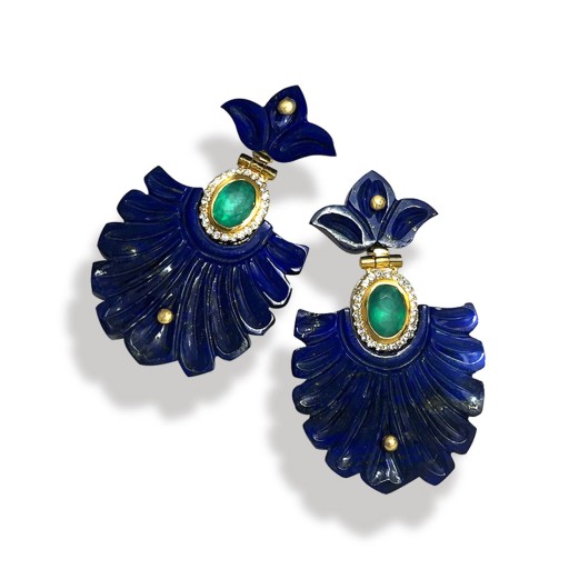 Gold Plated | Lapis Lazuli & Green Onyx Earrings