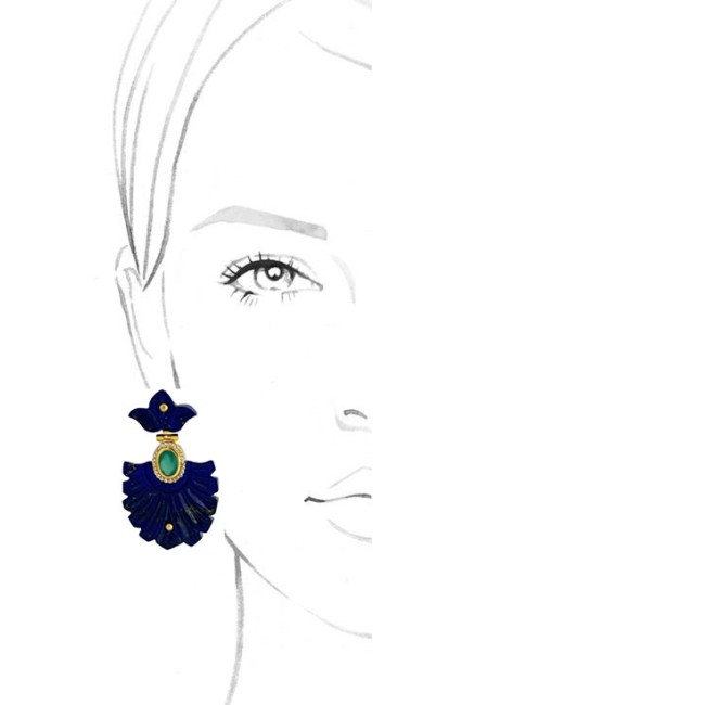 Gold Plated | Lapis Lazuli & Green Onyx Earrings