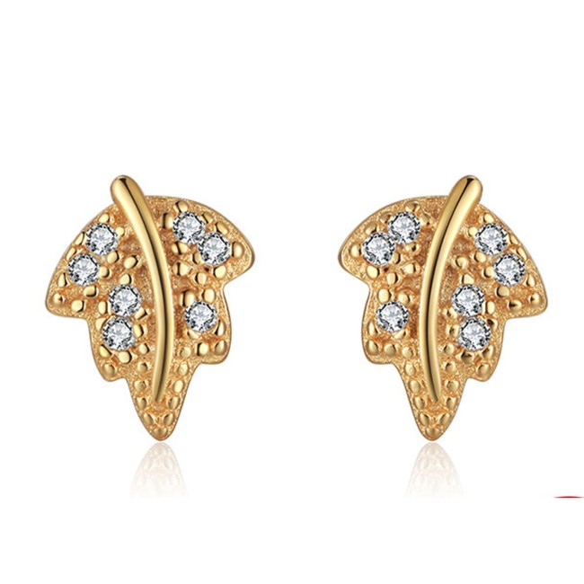 Gold Plated Leaf Shape Stud