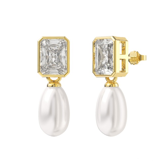 Gold plated | Simulate Diamond and Pearl Earrings