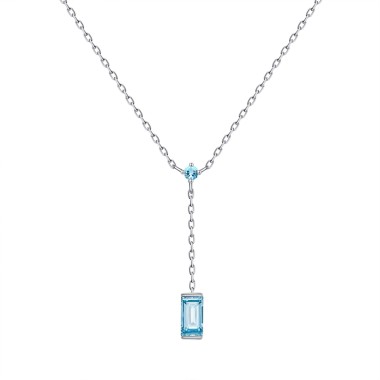 Gold | Natural Swiss Blue Topaz Necklace 2