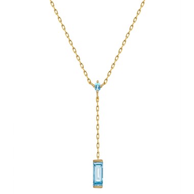 Gold | Natural Swiss Blue Topaz Necklace