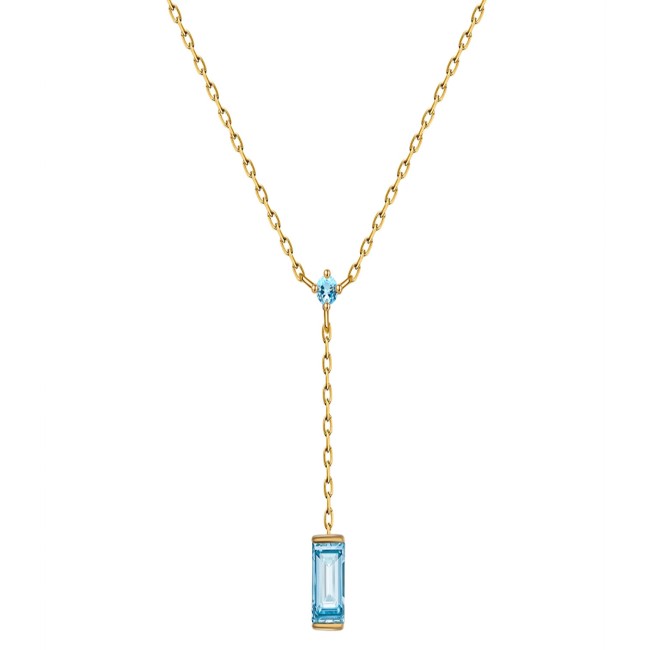 Gold | Natural Swiss Blue Topaz Necklace