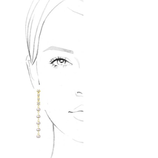 Gold Plated | Pearl and Diamonds Drop Earrings