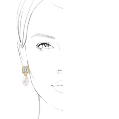 Gold plated | Simulate Diamond and Pearl Earrings 2
