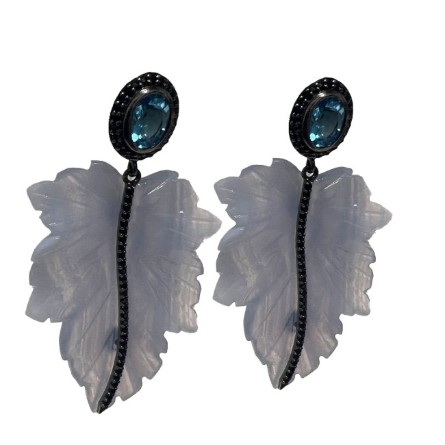 Silver | Blue Chalcedony Classic Earrings