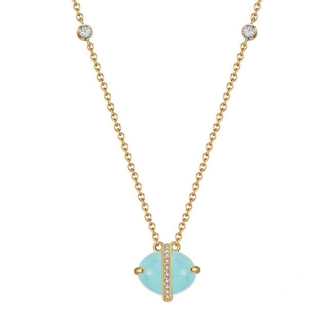 Gold Plated | Natural Aquamarine Necklace