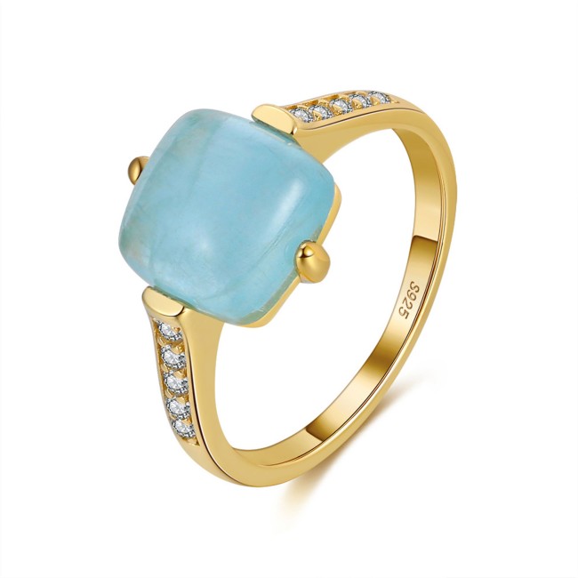 Gold Plated | Natural Aquamarine Ring