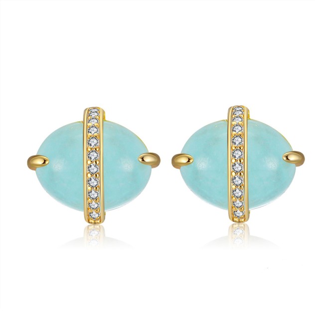 Gold Plated | Natural Aquamarine Diamond Stud Earrings