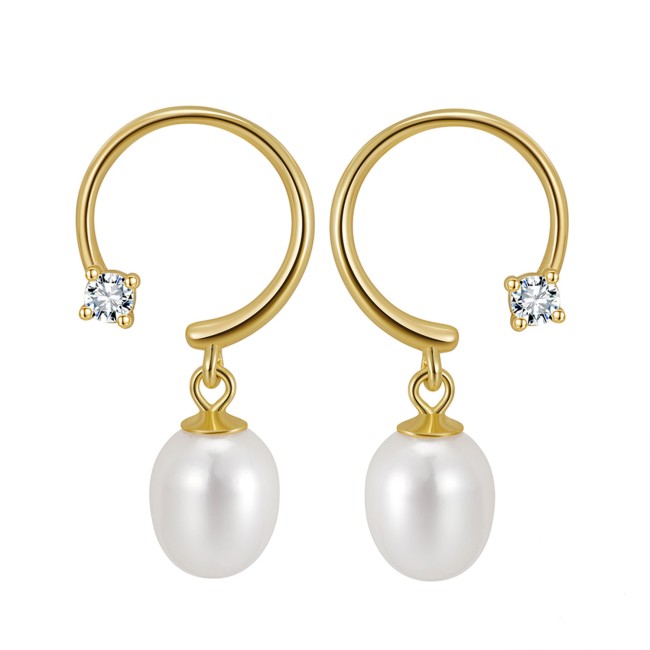 Gold Plated | Pearl and little Diamond Earrings