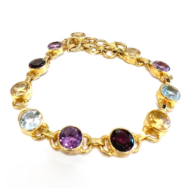 Gold Plated | Multi Natural Stones Bracelet