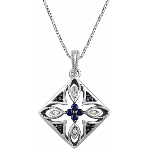 Silver | Natural Blue Sapphire & Natural Diamond