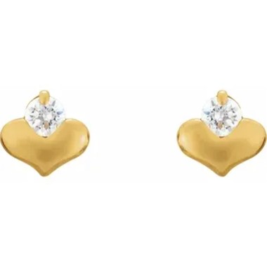 Gold |Diamond Simulate Heart Earrings