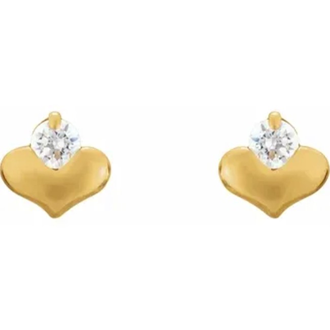 Gold |Diamond Simulate Heart Earrings