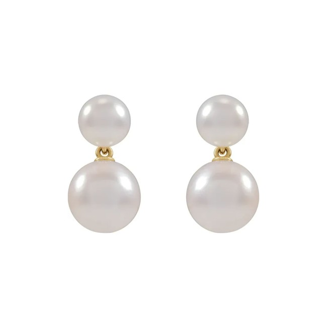 Gold | Cultured White Akoya Pearl Earrings