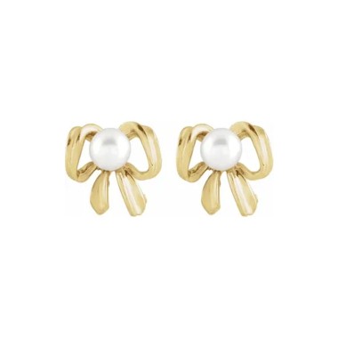 Gold | Cultured White Freshwater Pearl Earrings