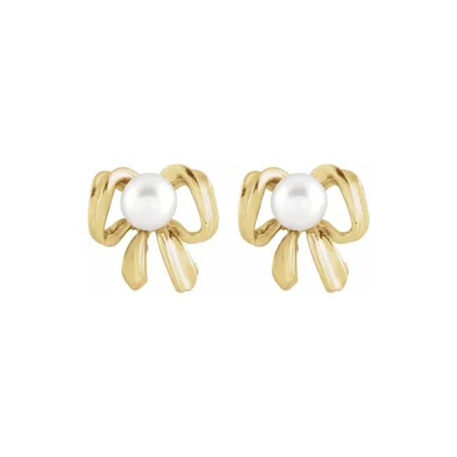 Gold | Cultured White Freshwater Pearl Earrings