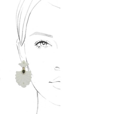 Silver | White Agate & Black Onyx & White Topaz  Earrings 2