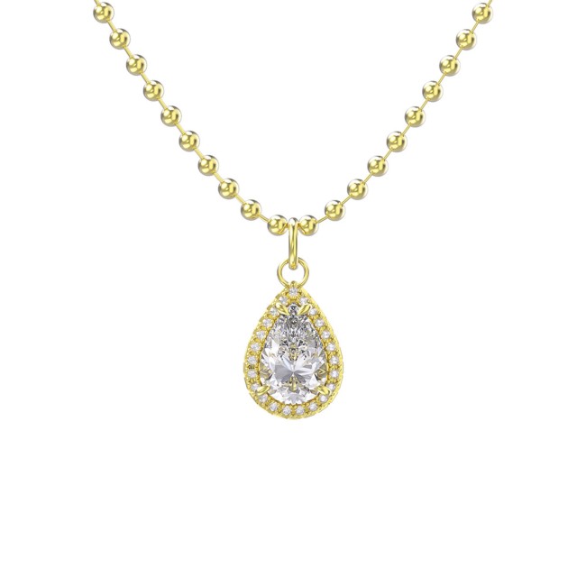 Gold Plated | Diamond Tear Shape Pendant