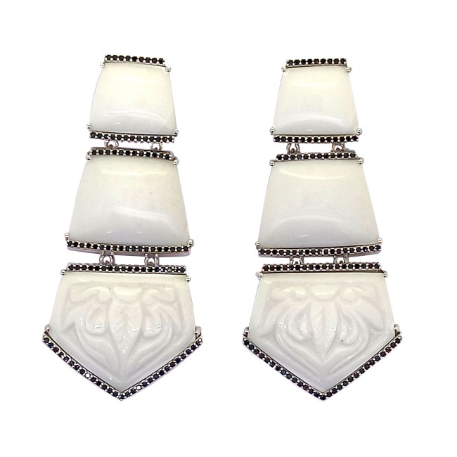 Silver | White Agate Earrings