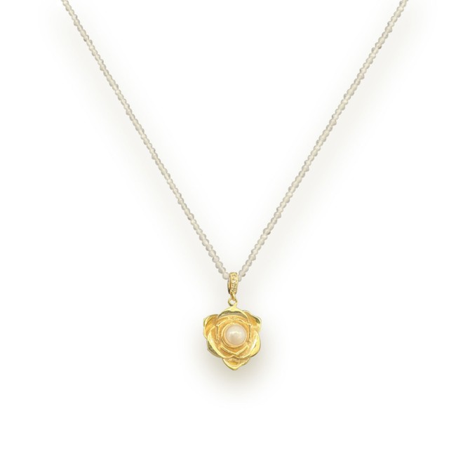 Gold plated | Pearl & White Topaz Pendant