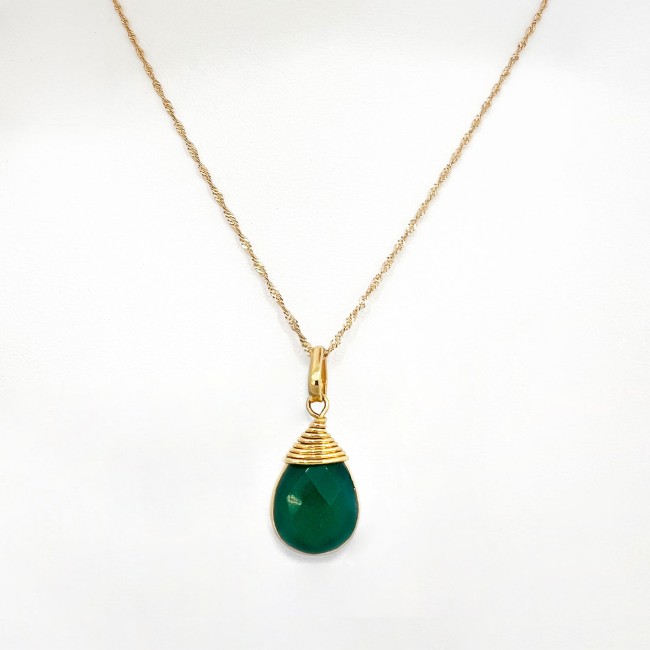 Gold Plated | Green Onyx Necklace