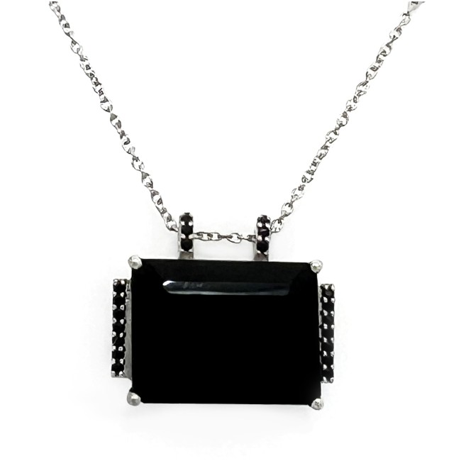 Silver | Black Onyx Pendant With Chain