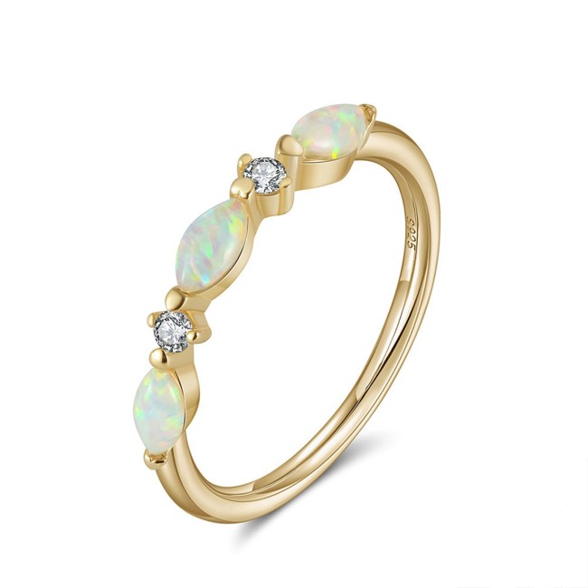 Gold Plated | Opal & Diamond Ring