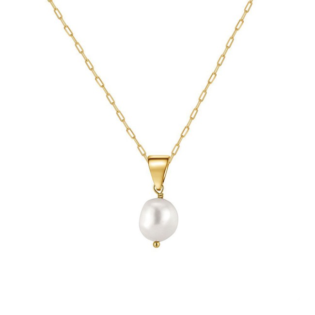 Gold Plated | Silver Natural Pearl Pendant with Chain