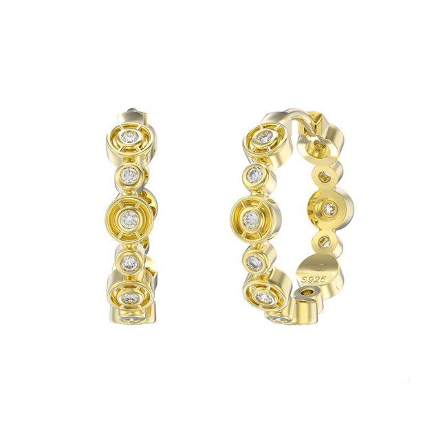 Gold Plated | Silver and Diamond Hoops