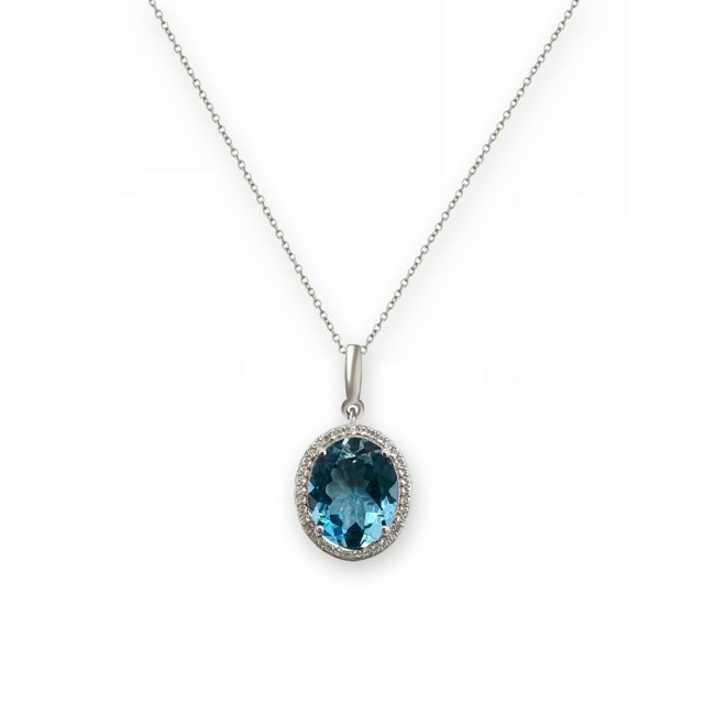 Silver | Blue Topaz and Diamond Pendant