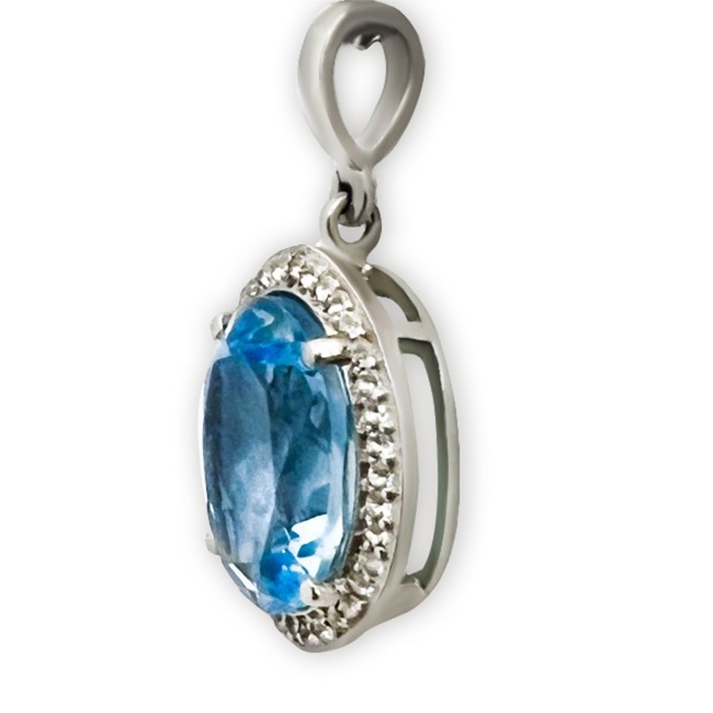 Silver | Blue Topaz and Diamond Pendant
