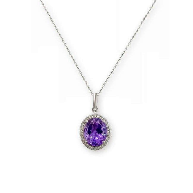 Silver | Amethyst and Diamond Pendant