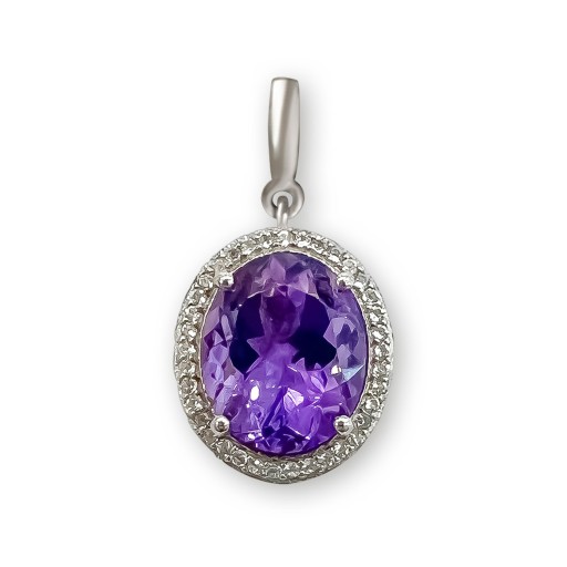 Silver | Amethyst and Diamond Pendant
