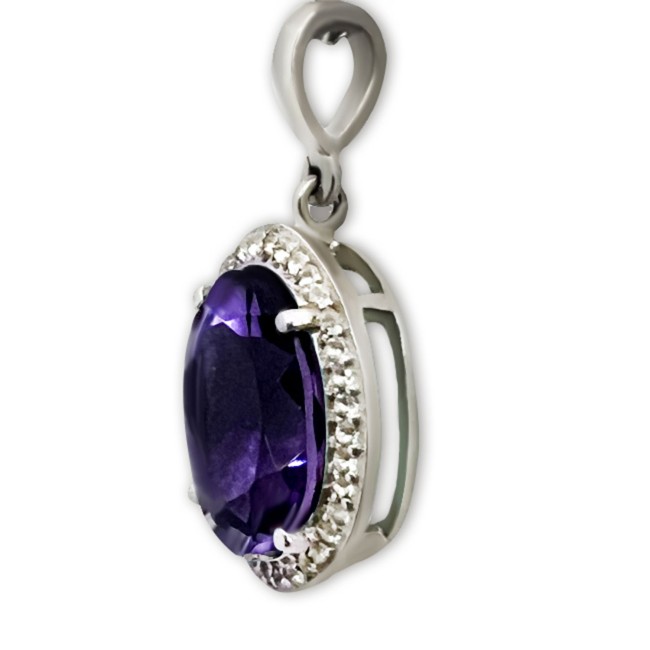 Silver | Amethyst and Diamond Pendant