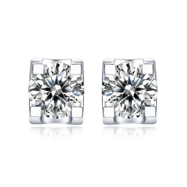 Silver | Diamond  Modern Stud