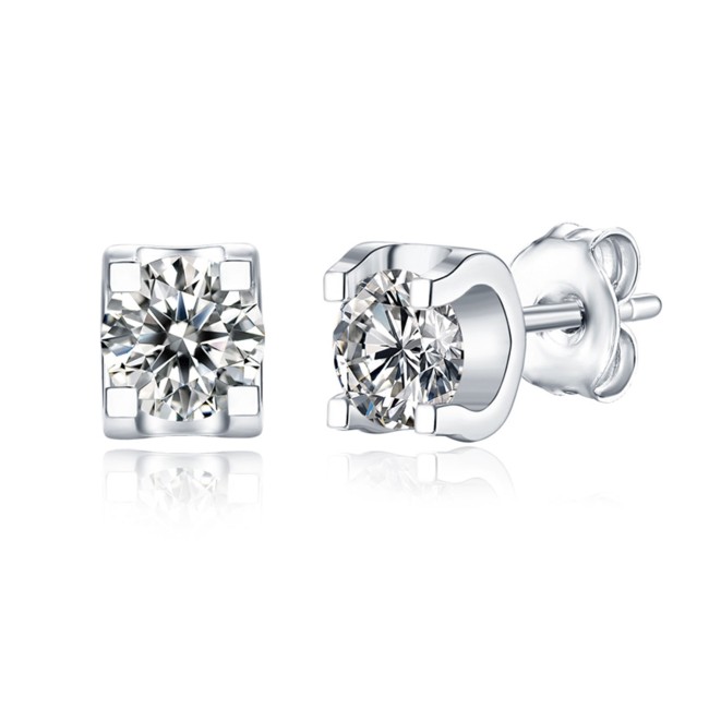 Silver | Diamond  Modern Stud