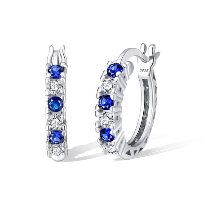 Silver | London Blue Topaz & Diamond  Hoops