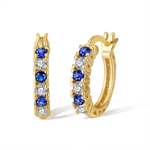 Silver | London Blue Topaz & Diamond  Hoops