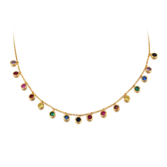 Silver | Multi Color  CZ Necklace