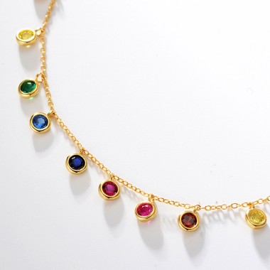 Silver | Multi Color  CZ Necklace 2