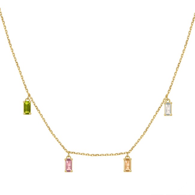 Silver | Multi Color Cz Fine Necklace